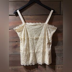 Coldwater Creek Pale Yellow Lace Top